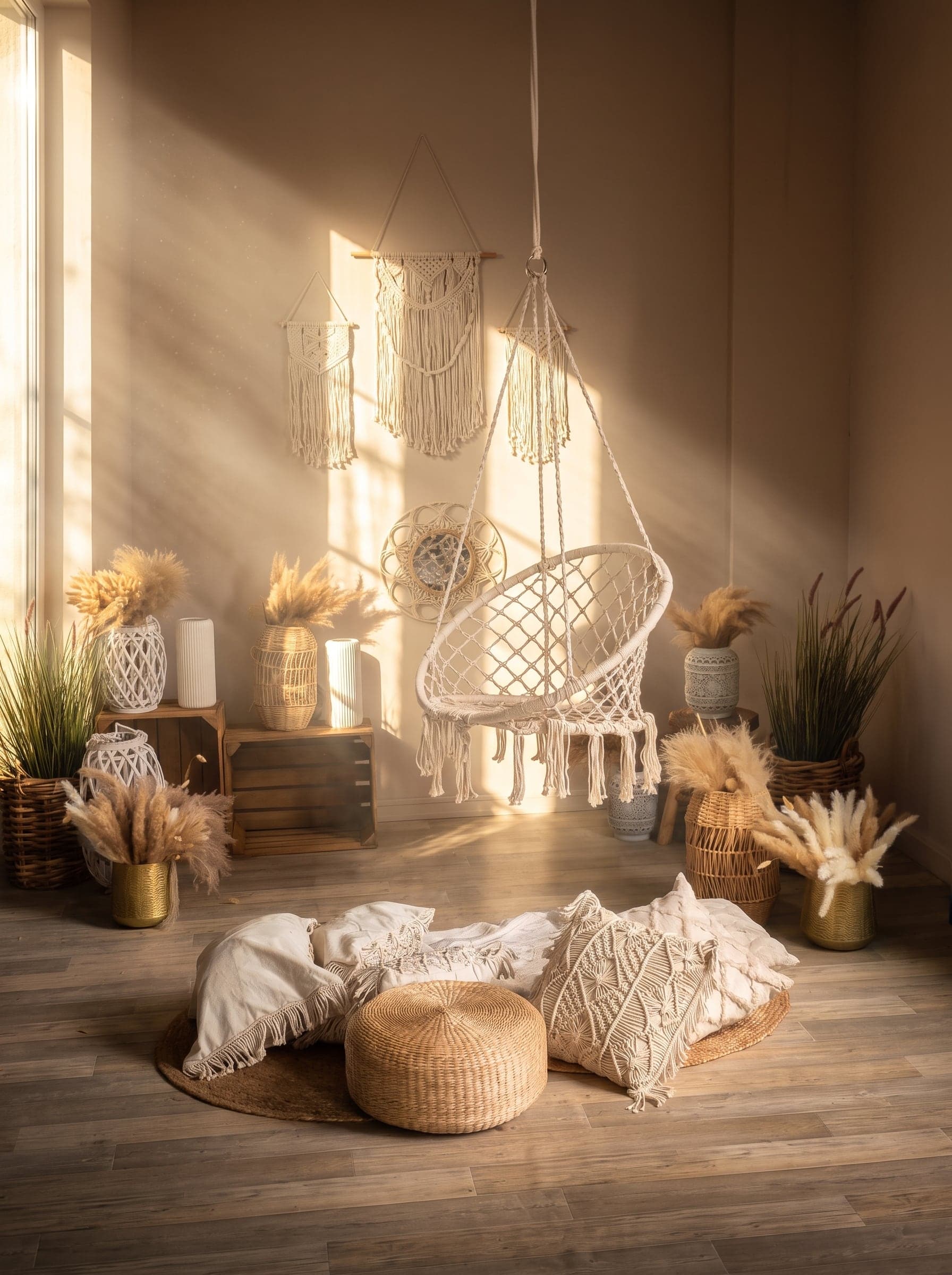 Boho-Ecke mit Hängesessel im Freiraum Studio 72